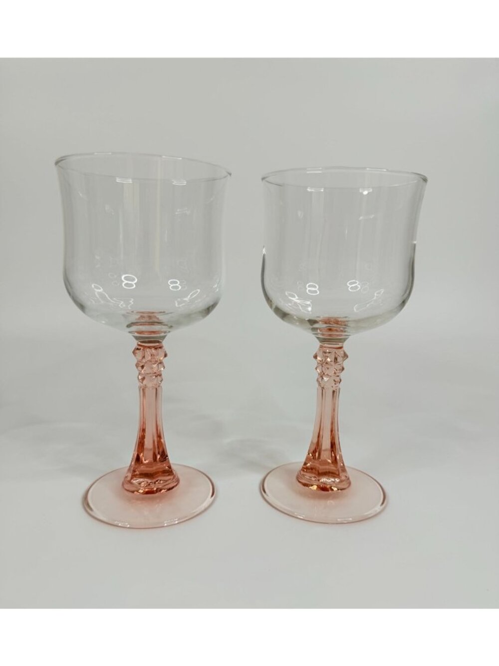 6.5" Cristal d'Arques Durand French Blush Pink Stemmed Wine / Water Goblet, set